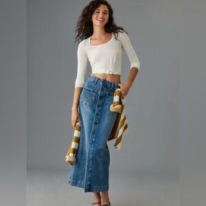 Pilcro Denim Button-Front Midi Skirt, Size 12